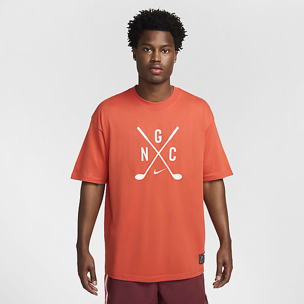 White nike shirt with orange swoosh cheap